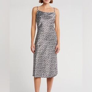 BEBE Black White Floral Midi Slip Dress Sleeveless 90’s Y2K Size S Party Layer